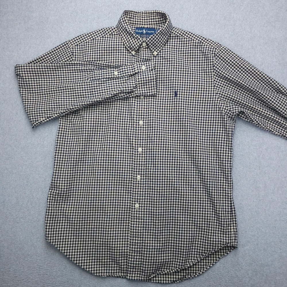 Ralph Lauren Shirt Mens Large Blue Check Classic Fit Long Sleeve Button Down‎ - Picture 2 of 11